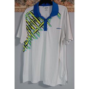 Adidas Golf XL White Retro Polo Climalite Performace Quick Dry Athleisure Shirt